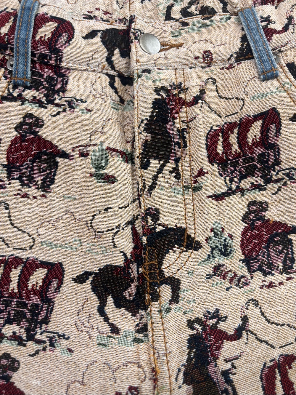 Oli & Hali Jeans Western Tapestry Panel Cropped Wide Leg Jeans - Picture 5 of 6